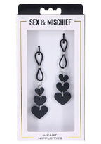 Heart Nipple Ties Black Faux Leather Sensual Adult Accessory > Sex Toys > Nipple Clips