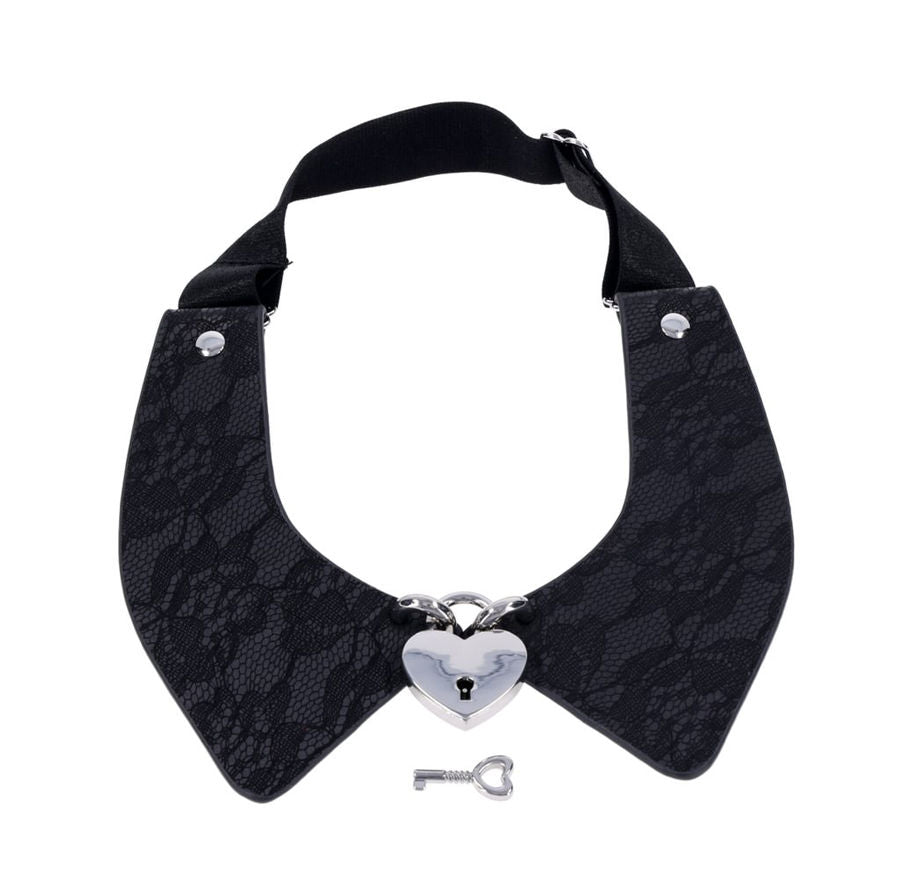 Heartbound Lace Day Collar with Silver Heart Lock > Clothes > Womens Leather Main image