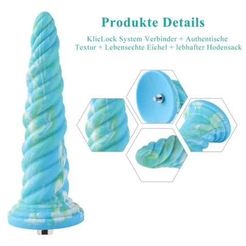 HiSmith 10 Inch Silicone Aqua Awl Dildo – Vibrant Waterproof Dildo Sex Machine Attachments