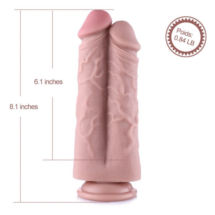 HiSmith 8.1 Inch Silicone Dual Cock – Realistic Silicone Dildo Sex Machine Attachments