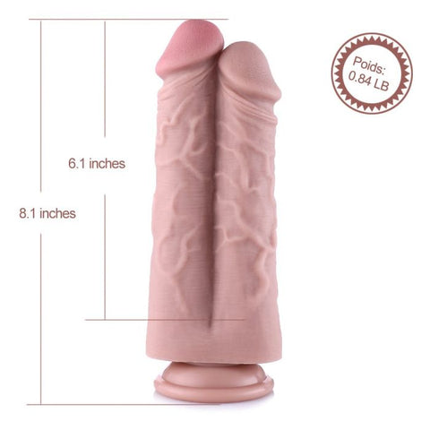 HiSmith 8.1 Inch Silicone Dual Cock – Realistic Silicone Dildo Sex Machine Attachments