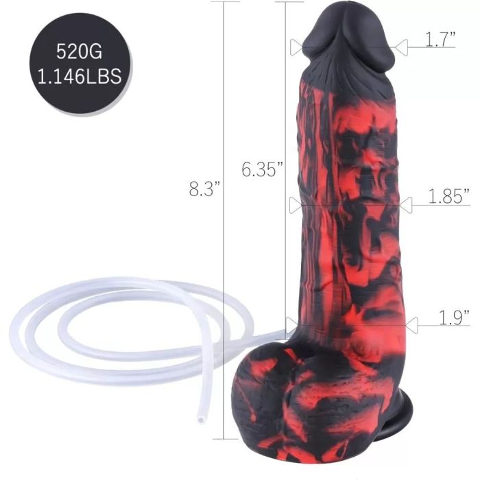 HiSmith Pneumatic Auto Lube Launcher with 8.3 Inch Silicone Squirting Dildo – Hands-Free Launcher and Dildo Set Sex Machine Connectors