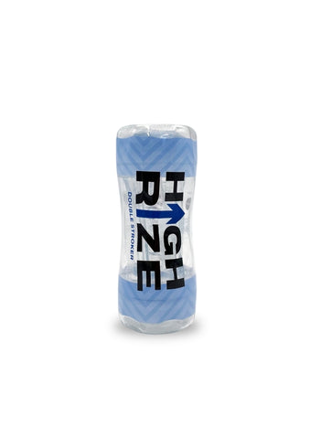 High Rize Double Stroker Realistic Feeling Sleeve with Dual Entries Blue and Clear Design Strokers - Manual