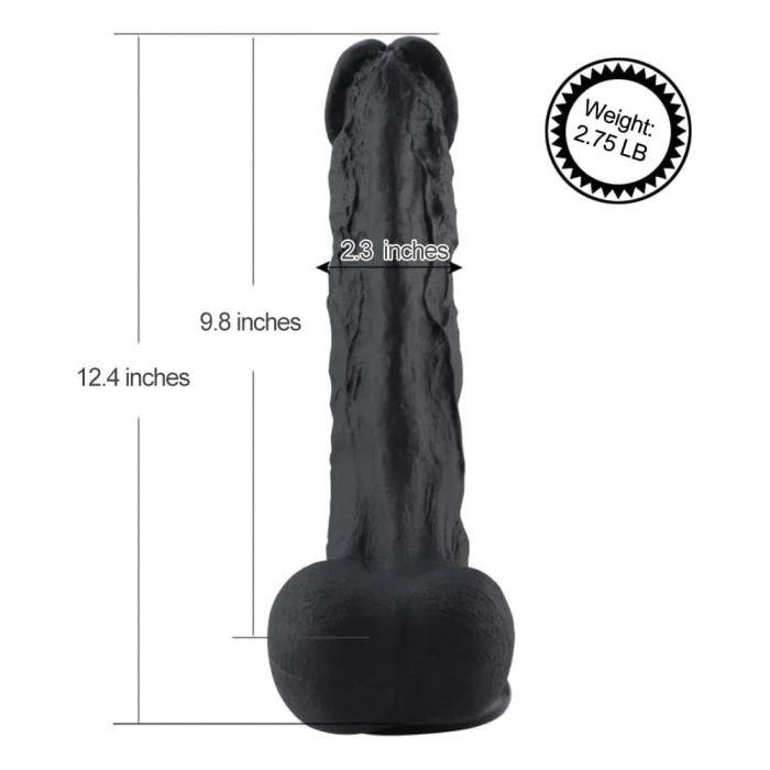 Hismith 12.4 Inch Silicone Black Super Size – Large Silicone Dildo Sex Machine Attachments