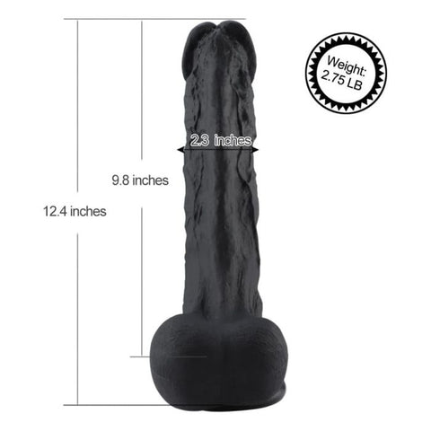 Hismith 12.4 Inch Silicone Black Super Size – Large Silicone Dildo Sex Machine Attachments