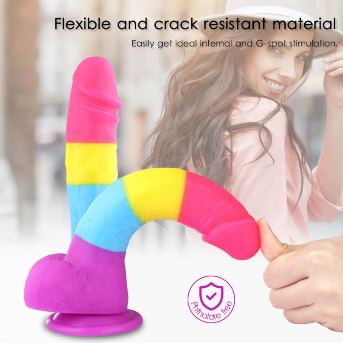 Hismith Rainbow Silicone Dildo (8.2 Inch) – Vibrant Lifelike Silicone Dildo Secondary image