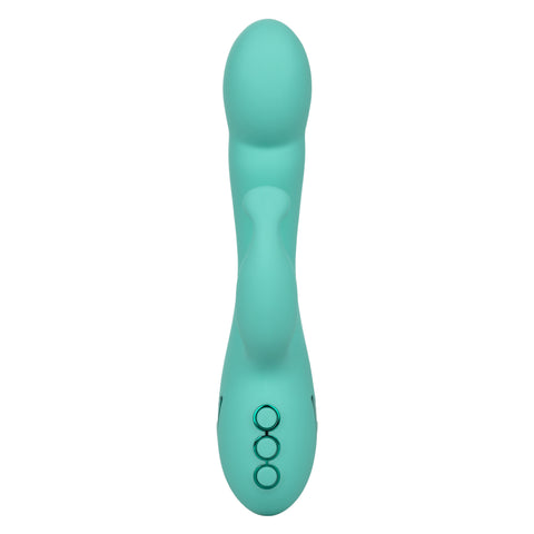 California Dreaming Tahoe Temptation Silicone Massager in Aqua Blue with Dual Vibration and Pinpoint Teaser > Vibrators > Ladies > Rabbit