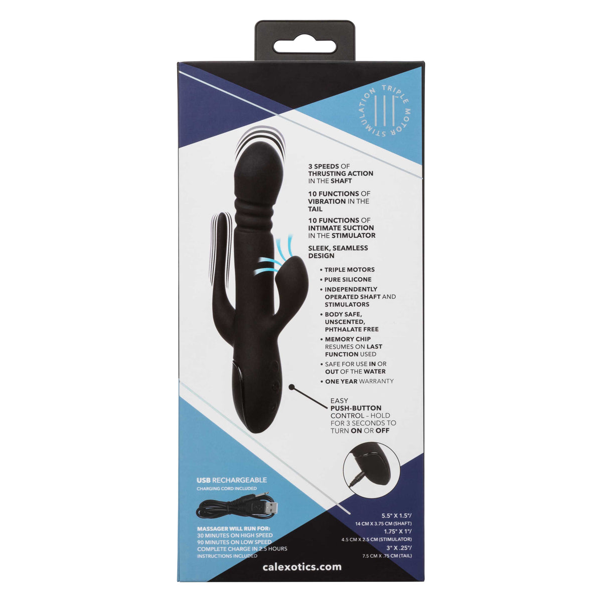 III Triple Euphoria - Triple Action Massager with Thrusting Shaft Black > Vibrators > Ladies > Rabbit Multi Main image