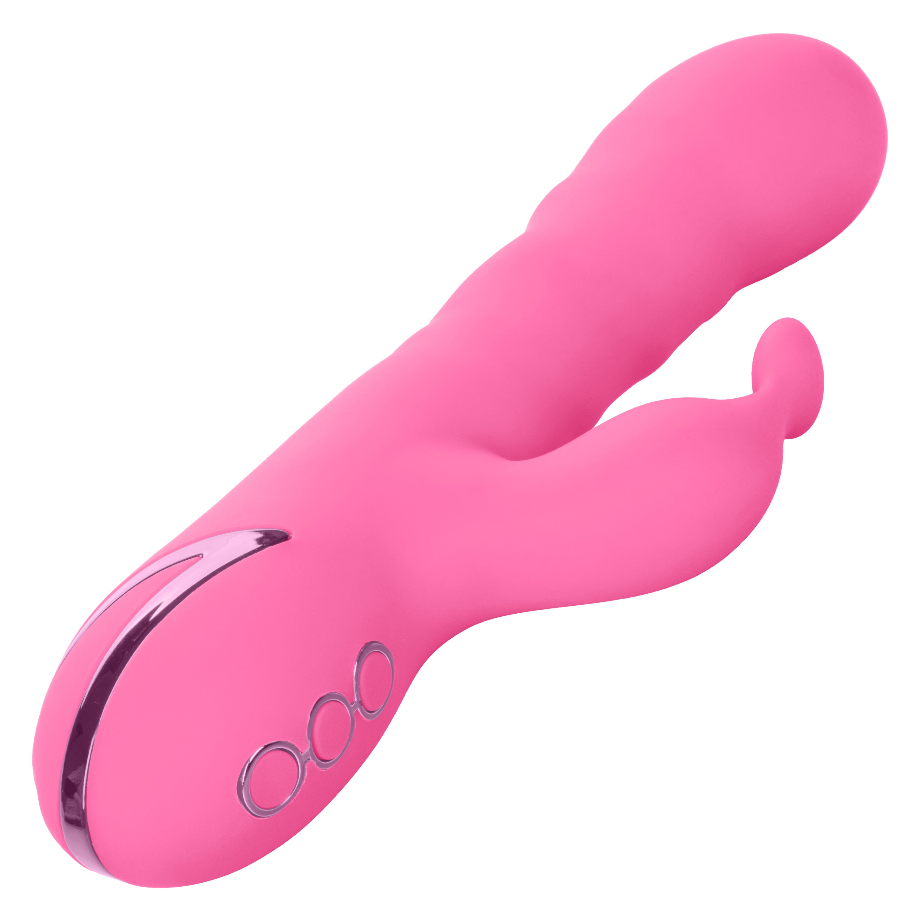 California Dreaming Santa Barbara Surfer Pink Silicone Massager with 10 Vibration Modes and 3 Rippling Speeds, USB Rechargeable and Waterproof VIBRATORS-RABBIT