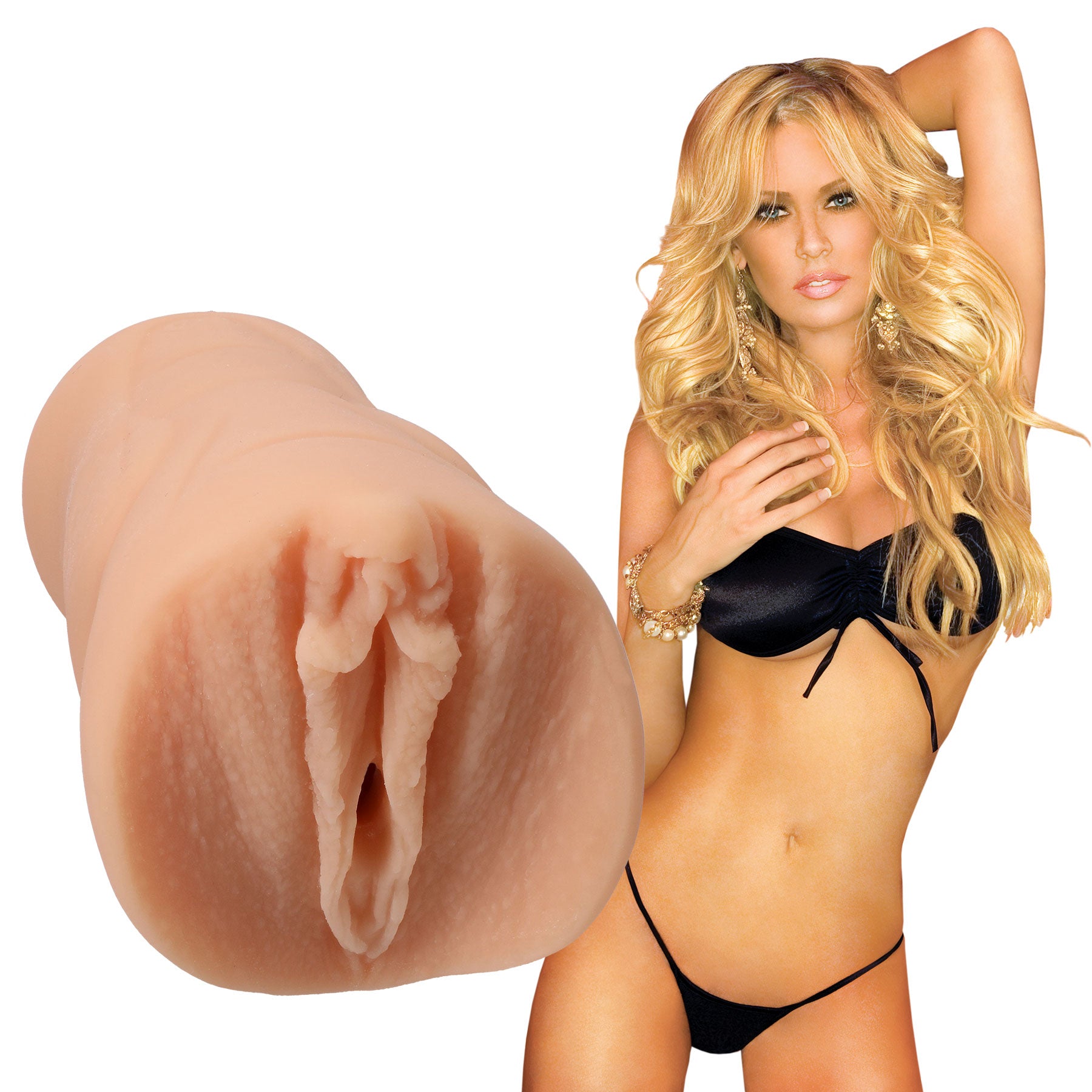 Signature Strokers Jenna Jameson Ultraskyn Pocket Pussy Handheld Size Phthalate-Free Body-Safe Strokers - Celebrity