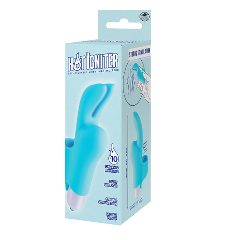 Hot Igniter Vibration Finger Sleeve Blue 4.6 Inch Silky Surface Strong Stimulation Splash Proof Finger Stimulator
