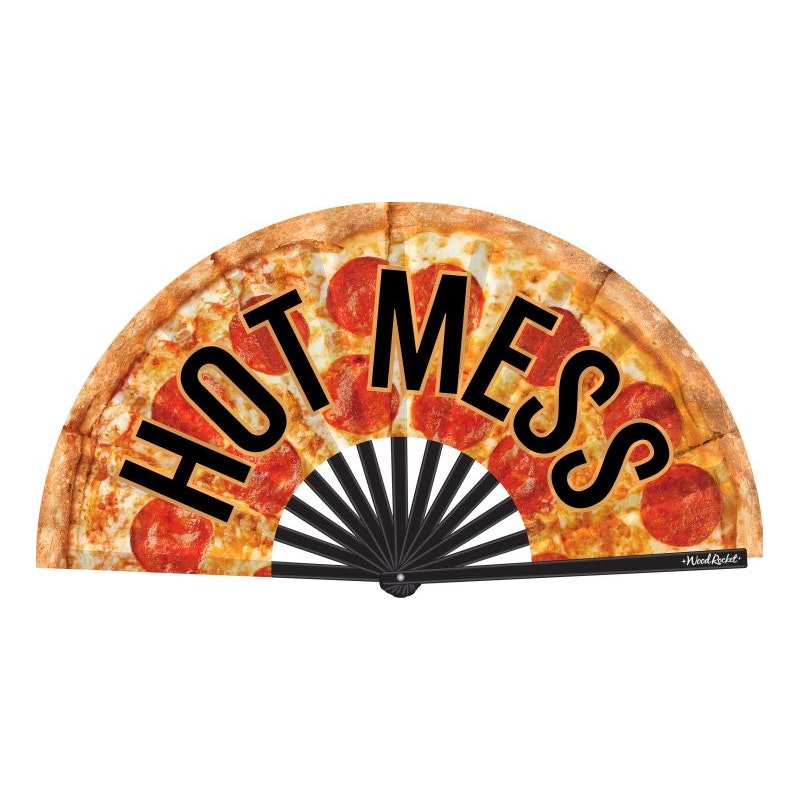 Hot Mess Folding Fan with Vibrant Pizza Design Mixed > Clothes > Accessories