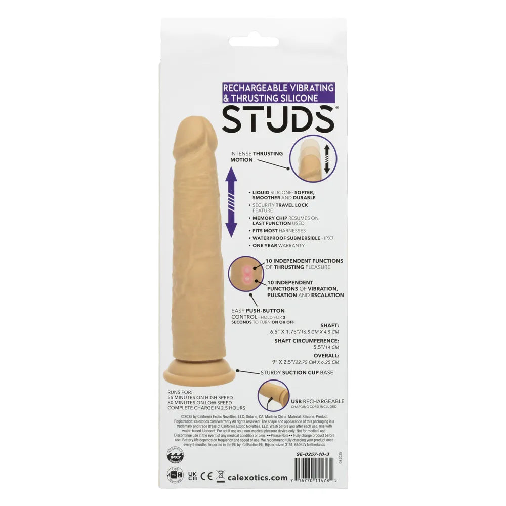 Rechargeable Vibrating and Thrusting Silicone Studs (Brown) – Dual Motor Vibrating Studs Ivory > Vibrators > Realistic Vibrators
