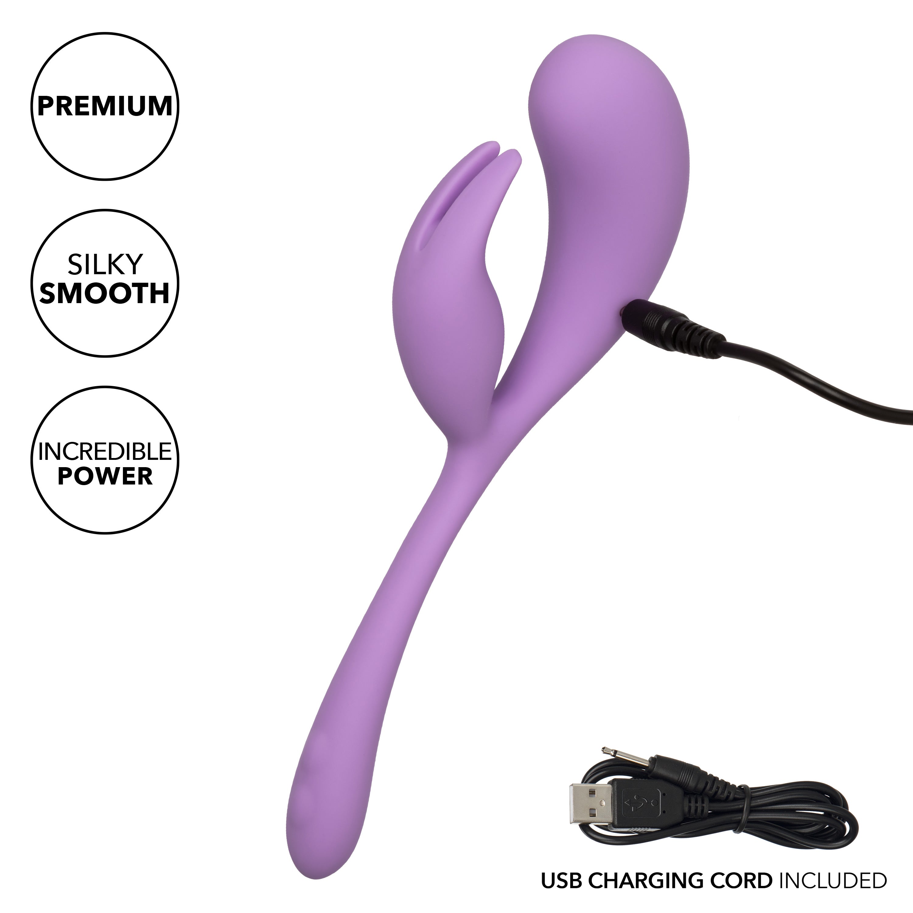 Elle Liquid Silicone Dual Flicker Vibrator in Purple with 10 Vibration Functions and Rechargeable > Vibrators > Ladies > Rabbit