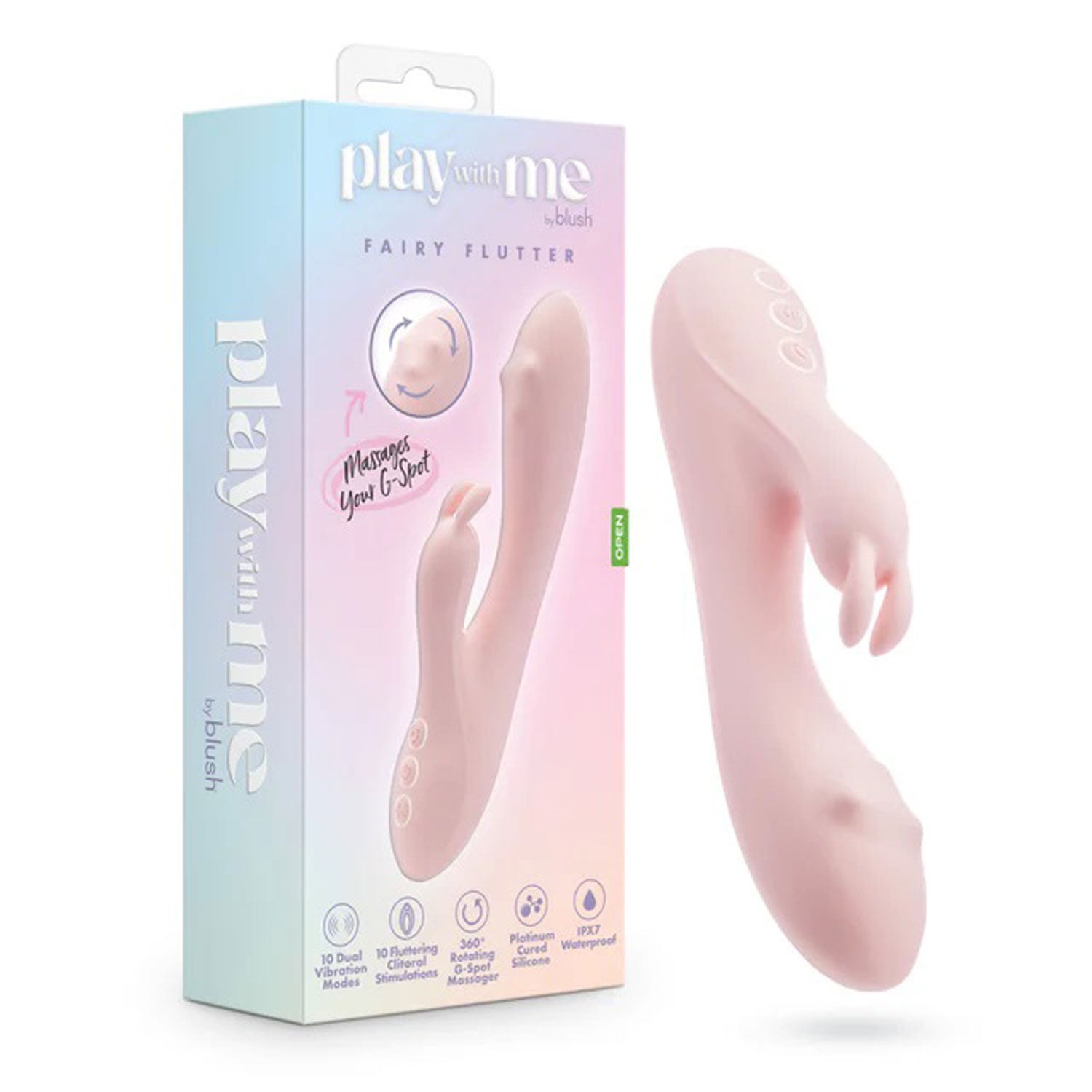 Play With Me Fairy Submersible Flutter Rabbit Vibrator 4.5" insertable Pink > Vibrators > Ladies > Rabbit