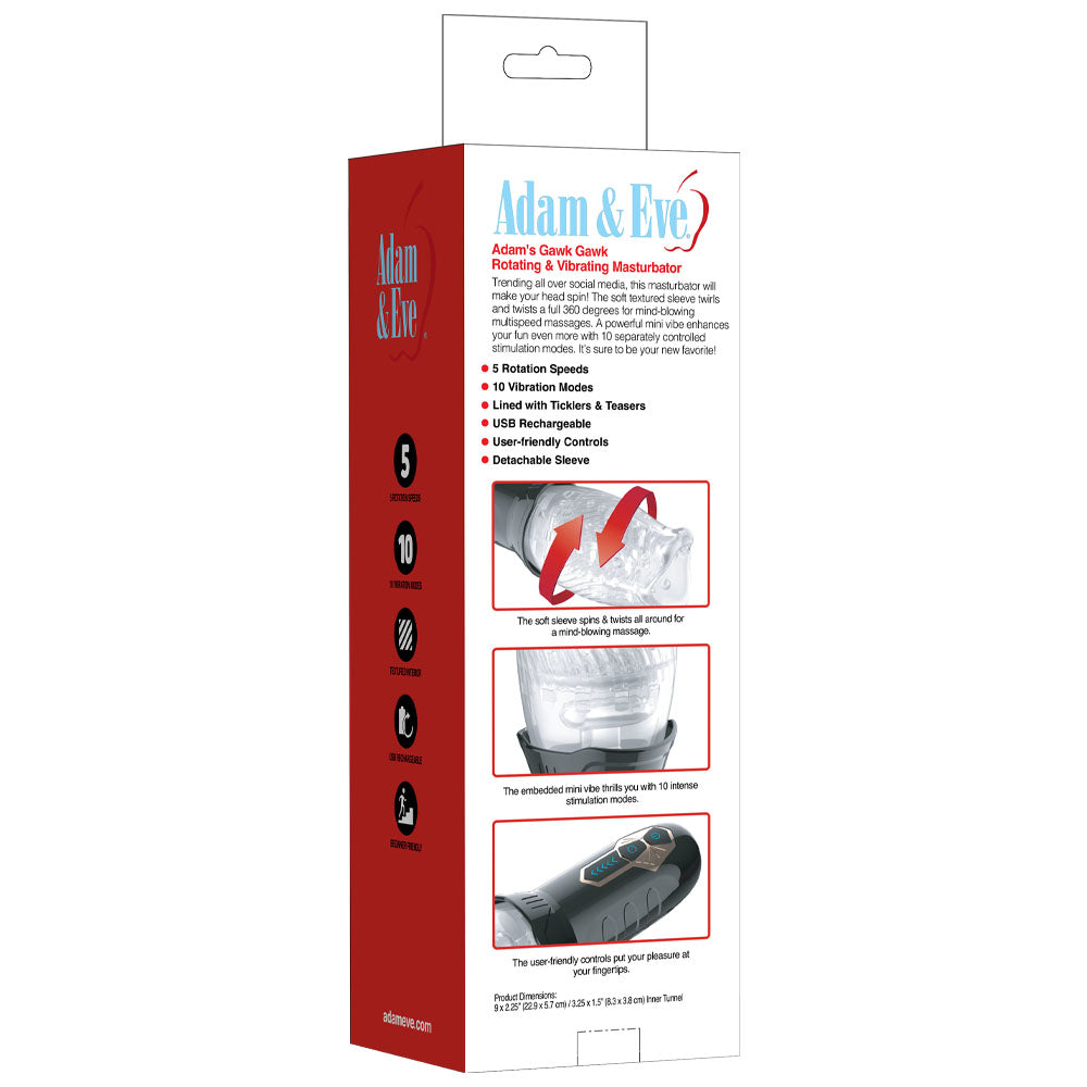 Adam & Eve Adam's Gawk Gawk – USB Rechargeable Rotating Masturbator with 5 Rotation Speeds and 10 Vibration Functions MASTURBATORS