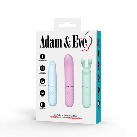 Adam & Eve Triple Pleasures Set – USB Rechargeable Vibrators Set of 3 VIBRATORS