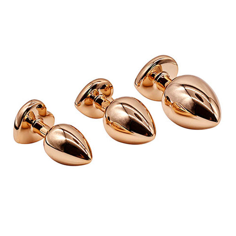 Adam & Eve Heart Gem Anal Training Set (Rose Gold Pink) – Metal Anal Plug Set of 3 Sizes > Anal Range > Jewel Butt Plugs