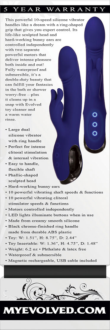 Evolved Bunny Buddy 22.2 Centimeter Rabbit Vibrator Blue > Vibrators > Ladies > Rabbit