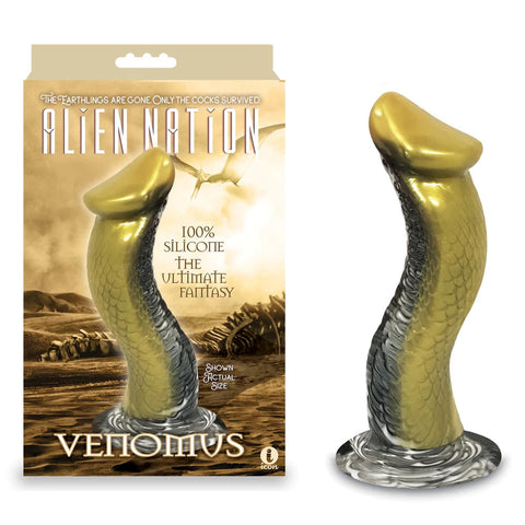 Alien Nation - Venomus 8.5 Inch Fantasy Dong in Silver Gold Gold Fantasy Dongs