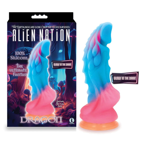 Alien Nation - Glow Dragon - Glow in Dark Rainbow 8.5" Fantasy Dong