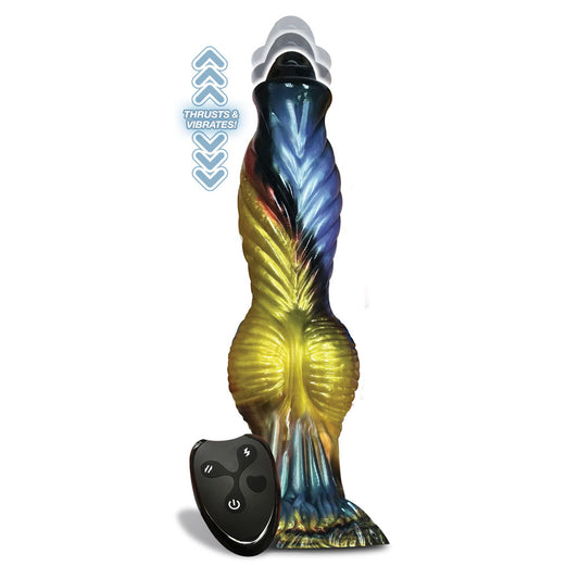 Alien Nation - Phoenix - Gold/Blue & Black 25.4 cm USB Rechargeable Thrusting Fantasy Dong with Remote