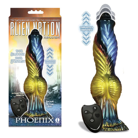 Alien Nation Phoenix 25.4 cm USB Rechargeable Thrusting Dong with Remote Coloured Fantasy Dongs