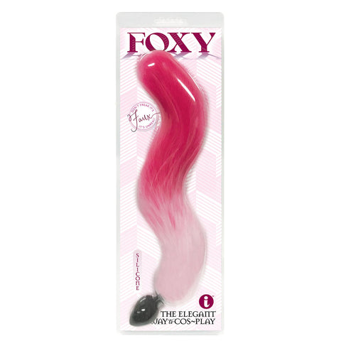 Foxy Fox Tail Silicone Butt Plug With White Pink Gradient 46 Centimeter Tail Pink Anal Toys & Stimulators