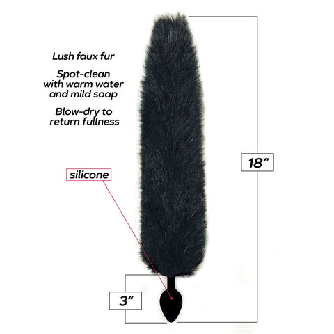 Foxy Fox Tail Silicone Butt Plug with 46 cm Black Faux Fur Tail Tails