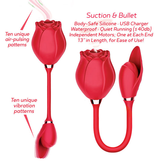 Wild Rose Suction & Bullet -  Air Pulse & Bullet Stimulator