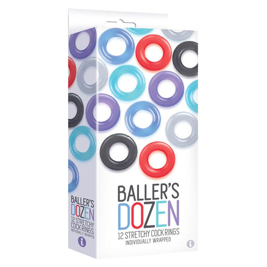 Baller's Dozen - Smooth - Individually Wrapped Cock Rings - Pack of 12 Coloured COCK RINGS