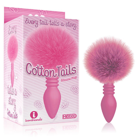 The 9's Cottontails, Ribbed - Butt Plug with Bunny Tail Pink Tails