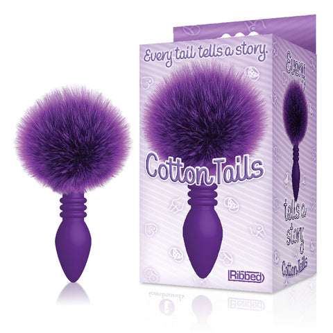 The 9's Cottontails Ribbed Butt Plug with Bunny Tail Purple Anal Toys & Stimulators