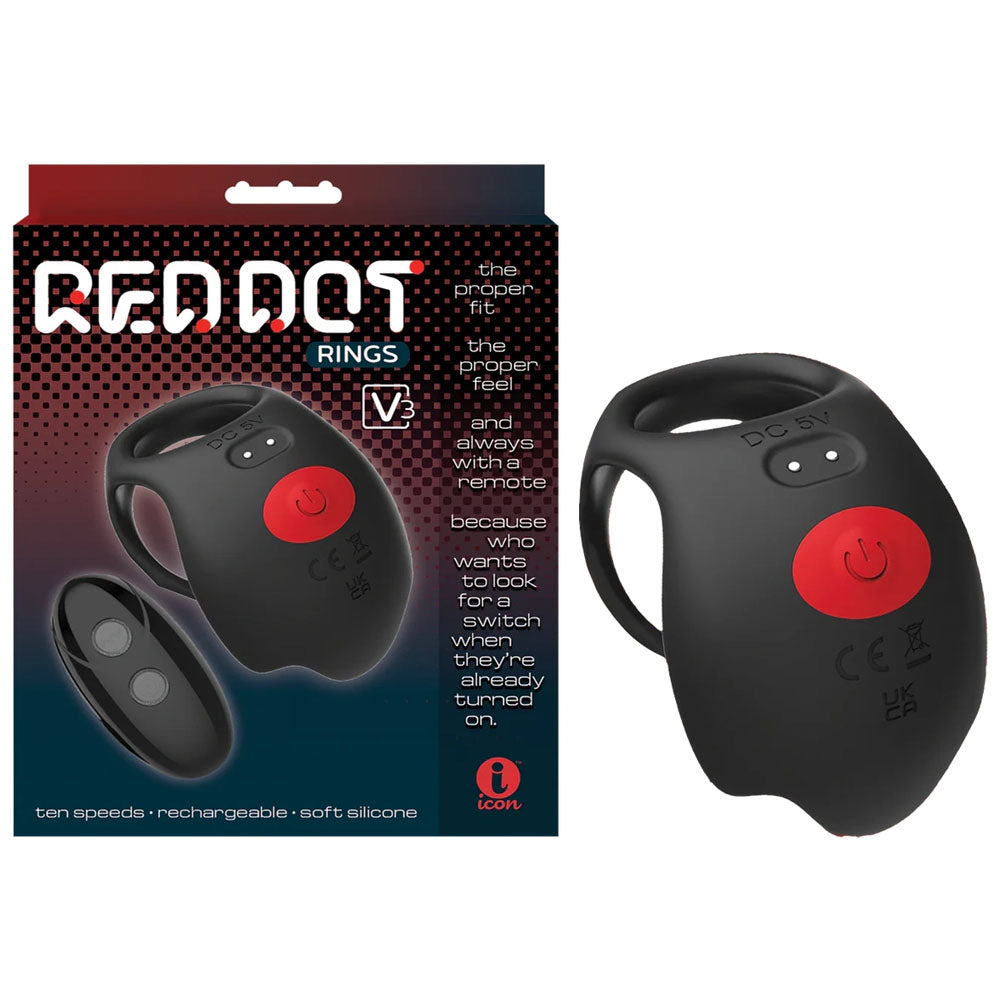 Red Dot V3 (Black/Red) – Remote-Controlled Vibrating Cock Ring > Sex Toys > Remote Control Toys