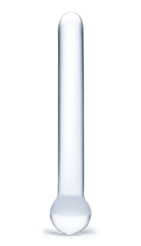 Glas 7 Inch Straight Clear Glass Dildo with Bulbous Handle and Luxury Satin Storage Bag > Glass > Dildos