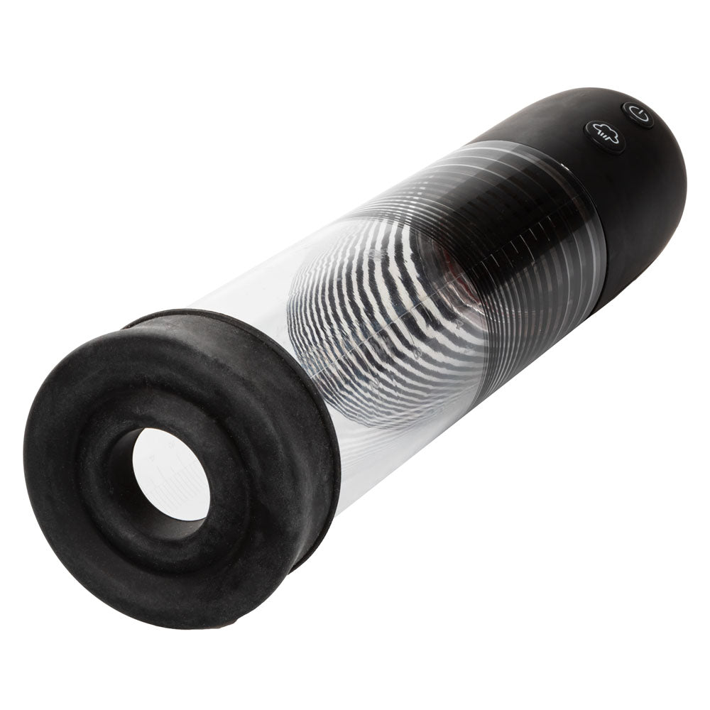 Optimum Series Rechargeable EZ Pump Kit with Ultra-Soft Dual Silicone Ring, Black and Clear PUMPS Male Electric