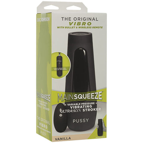 Doc Johnson Main Squeeze Original Vibro – Wireless Remote-Controlled Vibrating Masturbator Beige > Sex Toys For Men > Masturbators > Vibrating