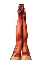 Kixies Monica Sheer Red Back-Seamed Thigh Highs > Clothes > Hosiery > Stockings