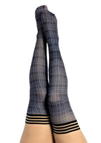 Kixies Debbie Navy Blue Plaid Thigh Highs > Clothes > Hosiery > Stockings