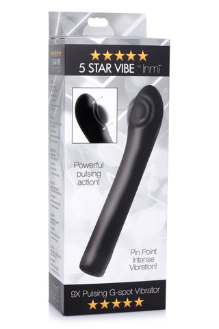 INMI 5 Star 9X Pulsing G-Spot Vibe Black Slim Flexible Silicone Vibrator Vibrators