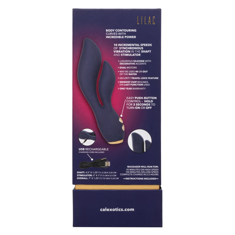 Chic Lilac Silicone Dual Motor Vibrator with Gold Accents – 10 Vibration Speeds, Rechargeable, Waterproof, Flexible Design > Vibrators > Ladies > Rabbit