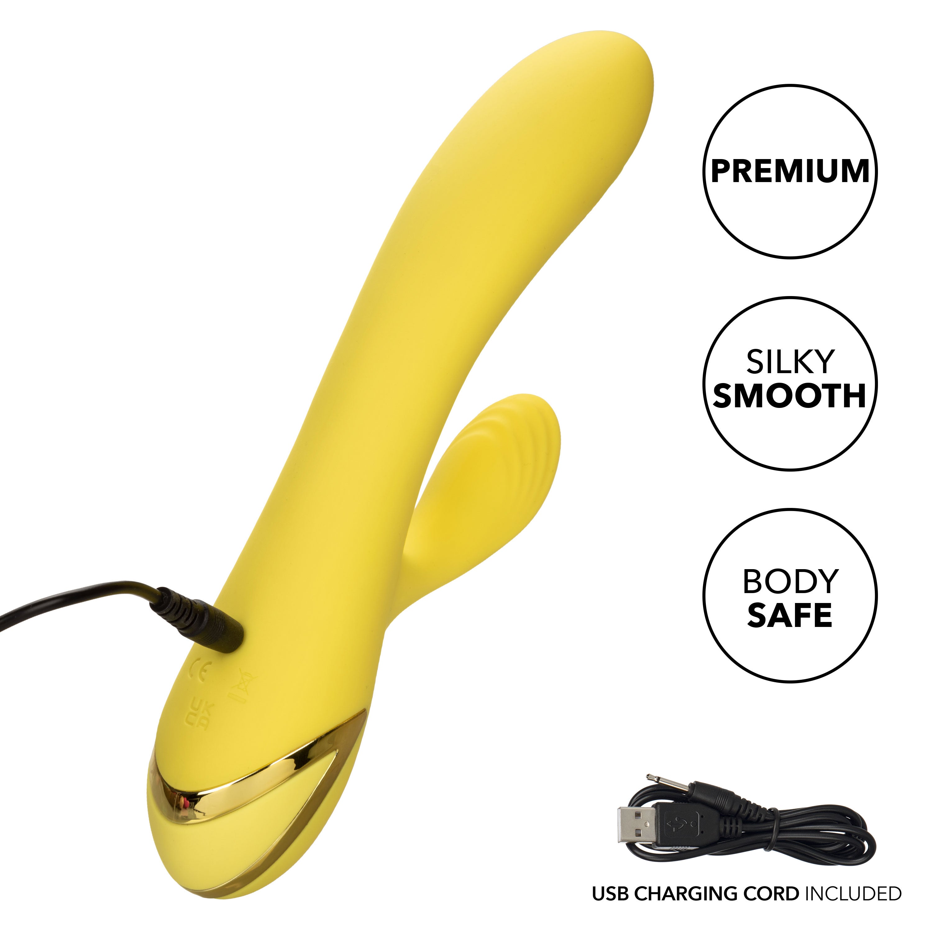 California Dreaming San Diego Seduction Yellow Silicone Dual-Action Massager with Triple Motors and 10 Functions > Vibrators > Ladies > Rabbit