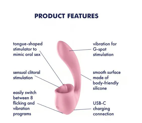 Satisfyer Tongue Genius – USB Rechargeable Flexible Silicone Clitoral and Insertable Vibrator > Sex Toys For Ladies > Clitoral Vibrators and Stimulators