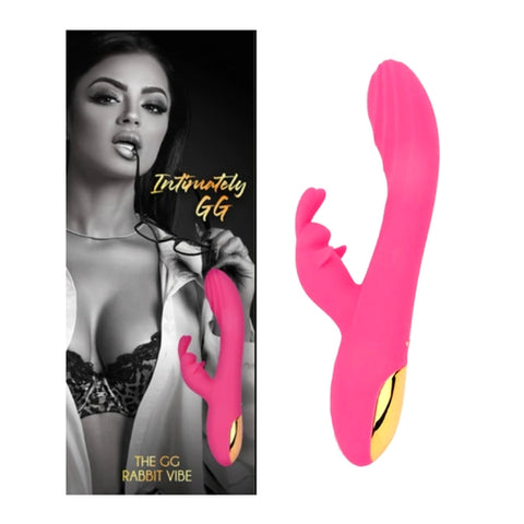 Intimately GG The GG Rabbit Vibe Bright Pink Food-Grade Silicone with Gold Accents VIBRATORS-RABBIT