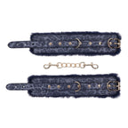 Sex and Mischief Navy and Gold Faux Fur Handcuffs with Adjustable Size and Chain Detailing > Bondage Gear > Restraints