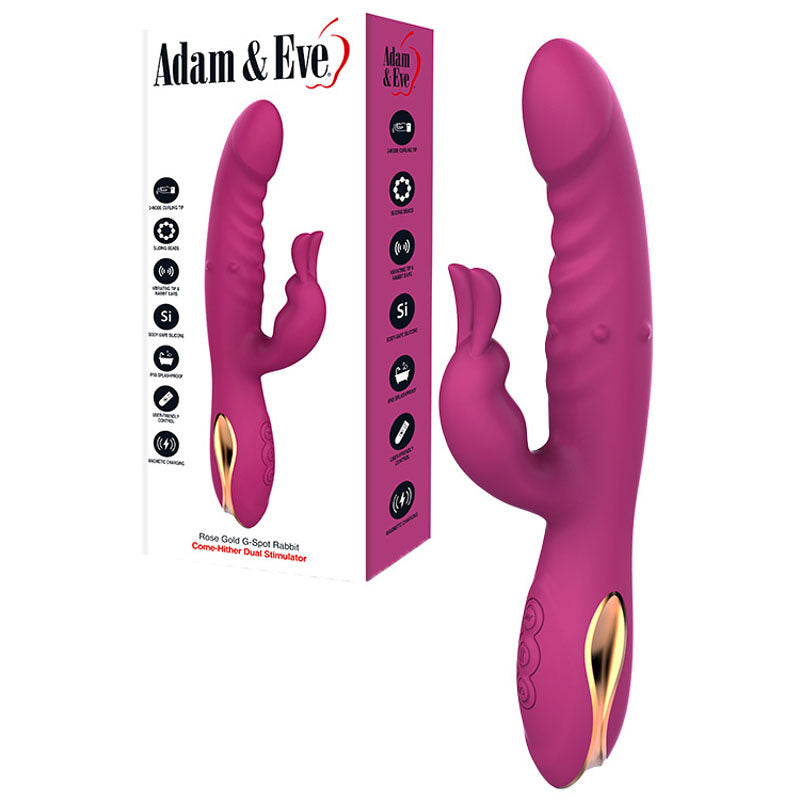 Adam & Eve Rose Gold G-Spot Rabbit (Rose Gold) – USB Rechargeable Dual-Action Rabbit Vibrator 22.5 cm Purple VIBRATORS-RABBIT