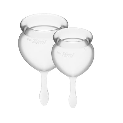 Feel Good Menstrual Cup Set Transparent 2 Piece Medical Grade Silicone Clear > Essentials > Menstrual Products