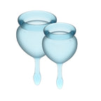 Satisfyer Feel Good Menstrual Cup Light Blue Set of 2 Cups 15ml and 20ml Medical Grade Silicone Default Title > Essentials > Menstrual Products