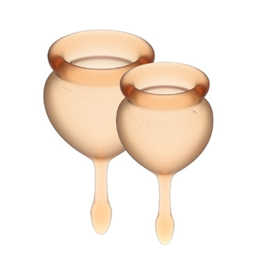 Satisfyer Feel Good Menstrual Cup Orange with 15ml and 20ml Sizes Medical Grade Silicone Default Title Feminine Care