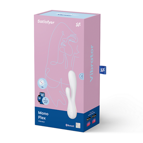 Satisfyer Mono Flex White Waterproof Silicone Vibrator with Dual Motors and Bluetooth App Compatibility Default Title Couples Toys
